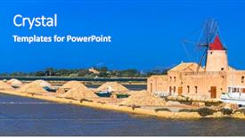  Presentation with salt farming - Slide set with water salinity - landmarks of sicily - salt background and a gray colored foreground