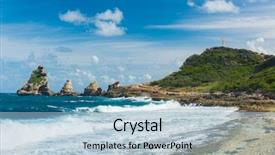  Presentation with rocks - Colorful presentation theme enhanced with water salinity - rocks and hills of pointe backdrop and a light blue colored foreground