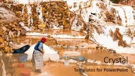  Presentation with salt - Cool new presentation theme with water salinity - salt extraction in peru workers backdrop and a coral colored foreground