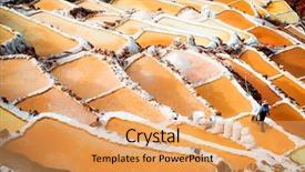  Presentation with view of cusco peru - Presentation theme enhanced with water salinity - worker at salinas de maras background and a yellow colored foreground