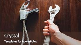  Presentation with water faucet - Beautiful presentation theme featuring water sanitation - old faucet and adjustable wrench backdrop and a tawny brown colored foreground