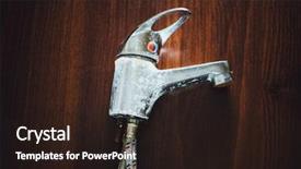  Presentation with old rusty pipe - Slide set featuring water sanitation - old rusty faucet on wooden background and a wine colored foreground