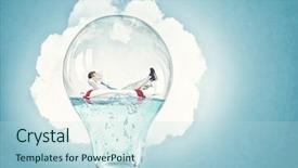  Presentation with water life - Presentation featuring water save - young businessman floating on life background and a sky blue colored foreground