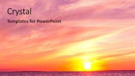  Presentation with water sun - Beautiful PPT theme featuring water setting into the sea backdrop and a  colored foreground