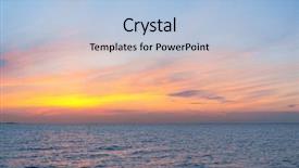  Presentation with sunset water dolphin - Beautiful slides featuring water setting into the sea backdrop and a light blue colored foreground