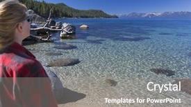  Presentation with tahoe - Beautiful PPT theme featuring water shoreline of lake tahoe backdrop and a gray colored foreground