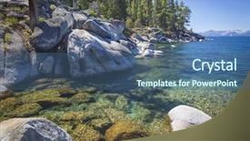  Presentation with tahoe - Presentation design consisting of water shoreline of lake tahoe background and a ocean colored foreground