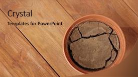  Presentation with crisis soil - PPT layouts consisting of water shortage concept pot background and a coral colored foreground