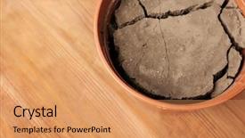 Presentation with crisis soil - Slides having water shortage concept pot background and a coral colored foreground