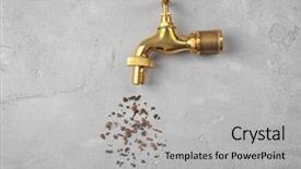  Presentation with water shortage - Slides having water shortage concept tap background and a light gray colored foreground