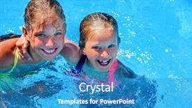  Presentation with outdoor activities - Slide deck consisting of water slide - two different ages children hugging background and a teal colored foreground