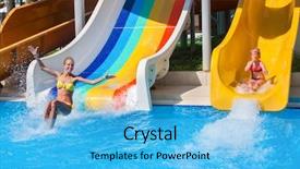  Presentation with aqua - PPT theme featuring water slide at aquapark shows background and a light blue colored foreground