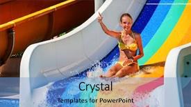  Presentation with child drinking water from glass - Audience pleasing slides consisting of water slide at aquapark shows backdrop and a  colored foreground