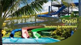  Presentation with water park - Audience pleasing PPT theme consisting of water slides in tropical aqua backdrop and a  colored foreground