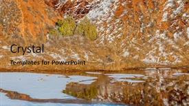  Presentation with ice mountain - Slide deck enhanced with water snow ice and red hills - winter scenery in red mountain open space near fort collins colorado background and a coral colored foreground