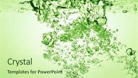  Presentation with soda - Theme consisting of water sparkling - green soda drink with bubbles background and a soft green colored foreground