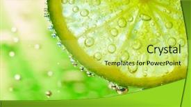  Presentation with lime cider - Audience pleasing theme consisting of water sparkling - slice of lime with bubbles backdrop and a yellow colored foreground