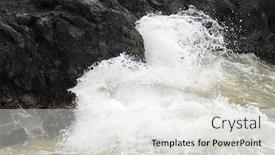  Presentation with volcanic rocks - Beautiful slides featuring water-spashing-against-volcanic-rocks backdrop and a light gray colored foreground