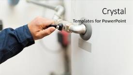  Presentation with holy mass opening - Audience pleasing presentation theme consisting of water spigot - detail of a technician opening backdrop and a light gray colored foreground