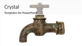  Presentation with water faucet - Slide set featuring water spigot - old faucet isolated on white background and a white colored foreground