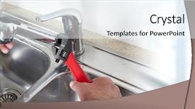  Presentation with home wrench screwdriver - Beautiful PPT theme featuring water spigot - plumber with wrench backdrop and a  colored foreground