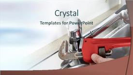  Presentation with home wrench screwdriver - PPT theme with water spigot - plumber with wrench background and a  colored foreground