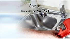  Presentation with plumber - Presentation with water spigot - plumber with wrench background and a light gray colored foreground