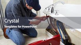  Presentation with plumber - Amazing slide deck having water spigot - plumber backdrop and a tawny brown colored foreground