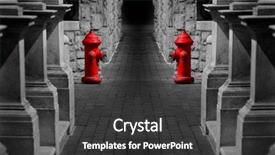  Presentation with fire red - Audience pleasing PPT layouts consisting of water spigot - red fire hydrants on sidewalk backdrop and a dark gray colored foreground