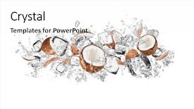  Presentation with water splash - Colorful slides enhanced with pieces of coconuts in water backdrop and a white colored foreground
