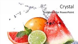  Presentation with splash fruits - Audience pleasing PPT theme consisting of water splash on fresh fruits backdrop and a white colored foreground