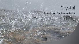  Presentation with water splash - Colorful PPT theme enhanced with water-splash-on-natural-rock backdrop and a  colored foreground