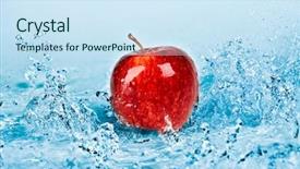  Presentation with fresh water - Presentation with water splash on red apple background and a sky blue colored foreground