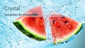  Presentation with splash - Audience pleasing presentation consisting of water splash on red watermelon backdrop and a sky blue colored foreground