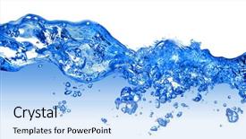  Presentation with water splash - Slide set with water splash with bubbles isolated background and a light blue colored foreground