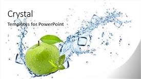  Presentation with green apple - Beautiful theme featuring green apple with water splashes backdrop and a white colored foreground