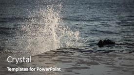  Presentation with stormy sea - Cool new PPT theme with water-splashes-in-a-stormy backdrop and a gray colored foreground
