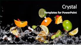  Presentation with orange fruit - Presentation theme consisting of water splashes isolated on black background and a black colored foreground