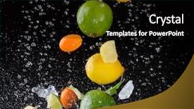  Presentation with fruit water - Theme enhanced with water splashes on black background background and a  colored foreground