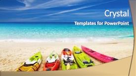  Presentation with water sports - Audience pleasing slides consisting of water sports - colorful kayaks on the tropical backdrop and a teal colored foreground