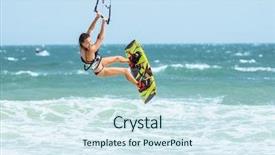  Presentation with kite - Amazing PPT layouts having water sports - kite surfer rides the waves backdrop and a sky blue colored foreground