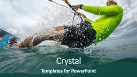  Presentation with kite - Slide deck with water sports - kite surfer rides the waves background and a ocean colored foreground