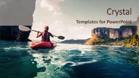  Presentation with kayak - Cool new PPT theme with water sports - lady paddling the kayak backdrop and a lemonade colored foreground