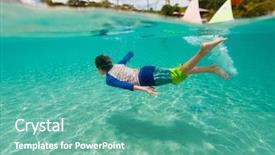  Presentation with underwater - PPT theme consisting of water sports - split of above and underwater background and a seafoam green colored foreground