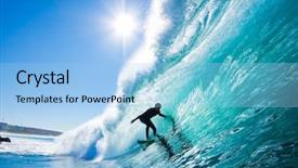  Presentation with blue wave - Slide set consisting of water sports - surfer on amazing blue wave background and a light blue colored foreground