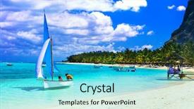  Presentation with crete island - PPT theme with water sports - traditional greece series landscapes background and a arctic colored foreground