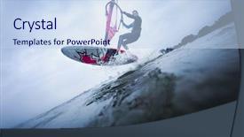  Presentation with water sports - Colorful PPT theme enhanced with water sports - windsurfer stunting on waves backdrop and a sky blue colored foreground