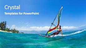  Presentation with extreme - Slide set featuring water sports - windsurfing fun in the ocean background and a teal colored foreground