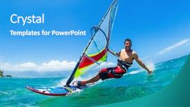  Presentation with extreme - Amazing PPT theme having water sports - windsurfing fun in the ocean backdrop and a teal colored foreground
