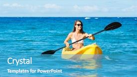  Presentation with kayaking - Cool new presentation theme with water sports - woman kayaking in the ocean backdrop and a teal colored foreground